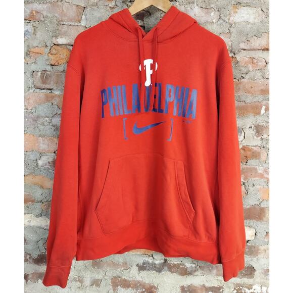 Nike Philadelphia Phillies Hoodie Mens Sz L Red Sweatshirt 74 - Picture 1 of 3